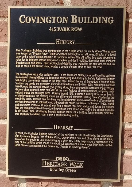 Covington Building Marker. Click for full size. Covington Building Marker image. Click for full size.