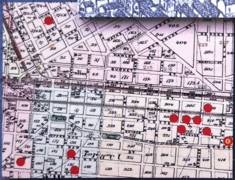 Marker detail: Map of Loguen property in Syracuse image. Click for full size.