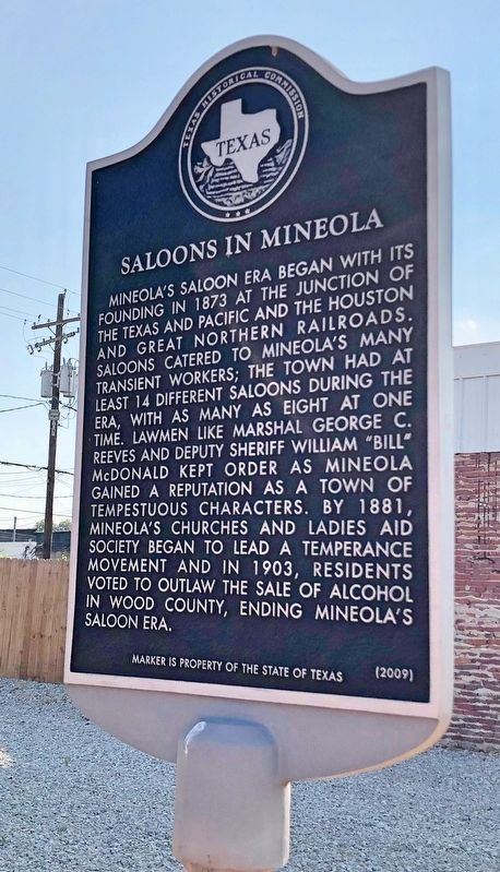 Saloons in Mineola Marker image. Click for full size.