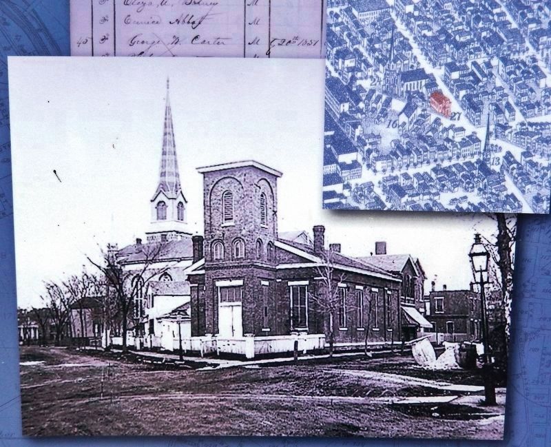 Marker detail: Wesleyan Methodist Church, built 1845<br>(<i>circa 1870</i>). Click for full size. Marker detail: Wesleyan Methodist Church, built 1845<br>(<i>circa 1870</i>) image. Click for full size.