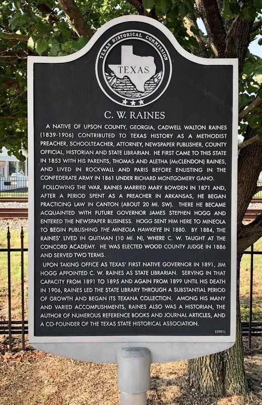 C. W. Raines Marker. Click for full size. C. W. Raines Marker image. Click for full size.