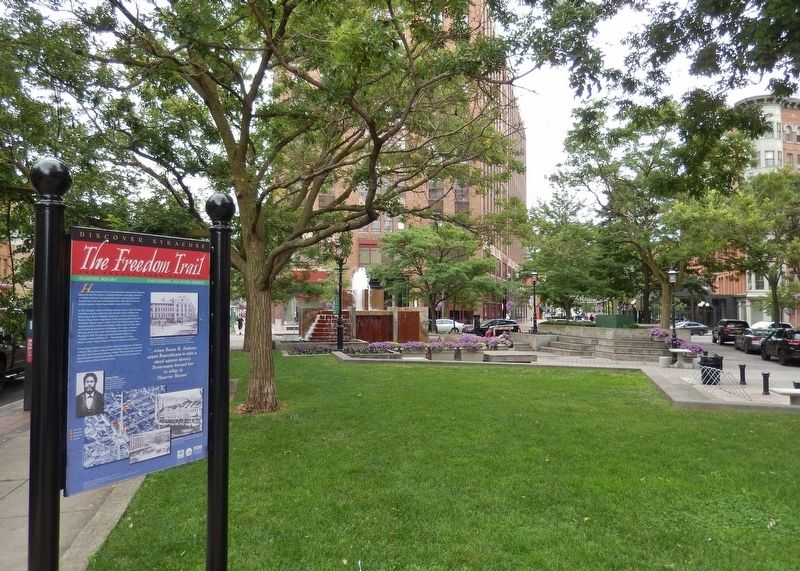 Hanover Square Marker<br>(<i>wide view looking east across Hanover Square</i>) image. Click for full size.