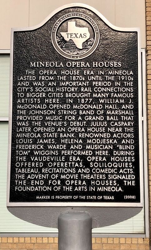 Mineola Opera Houses Marker image. Click for full size.