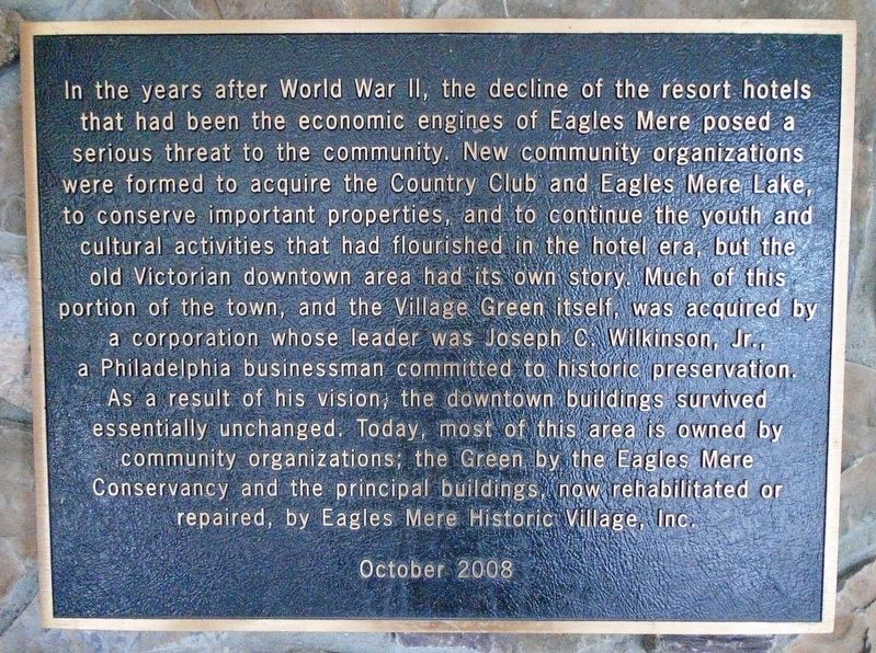 Eagles Mere Downtown Revitalization Marker image. Click for full size.