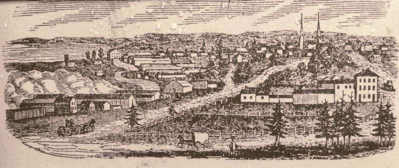 Marker detail: Village of Salina, looking north, 1840 image. Click for full size.