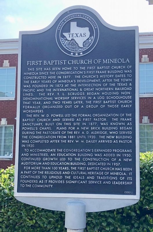 First Baptist Church of Mineola Marker image. Click for full size.