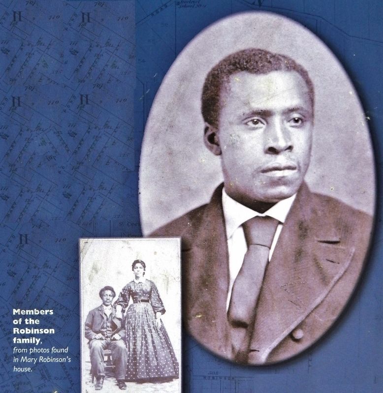 Marker detail: Members of the Robinson family, from photos found in Mary Robinson's house image. Click for full size.