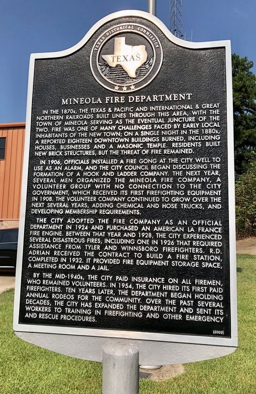 Mineola Fire Department Marker image. Click for full size.