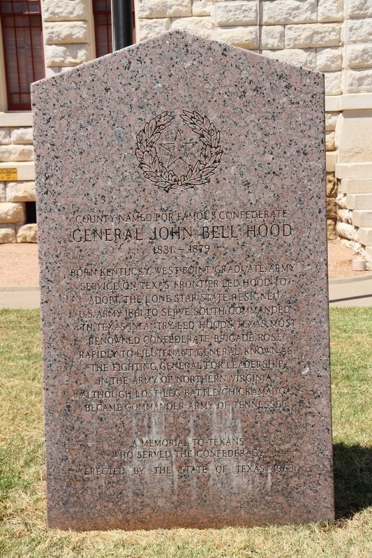 County Named for Famous Confederate General John Bell Hood Marker image. Click for full size.
