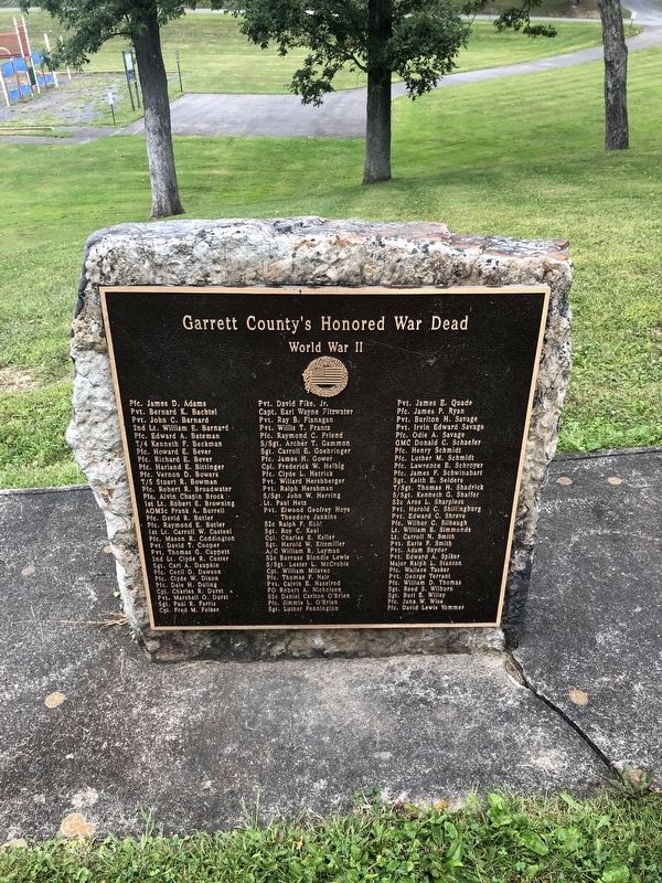 Garrett County's Honored War Dead Marker. Click for full size. Garrett County's Honored War Dead Marker image. Click for full size.