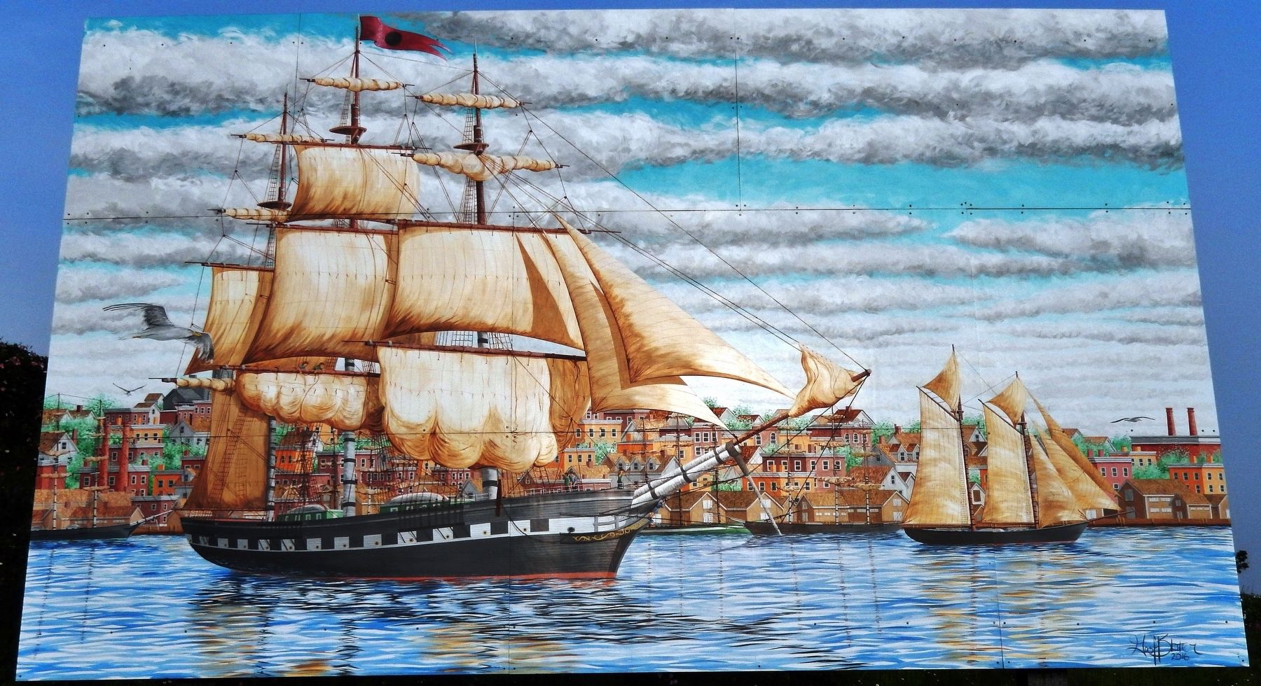 The Marco Polo / Le Marco Polo Mural<br>(<i>mounted above marker</i>). Click for full size. The Marco Polo / Le Marco Polo Mural<br>(<i>mounted above marker</i>) image. Click for full size.
