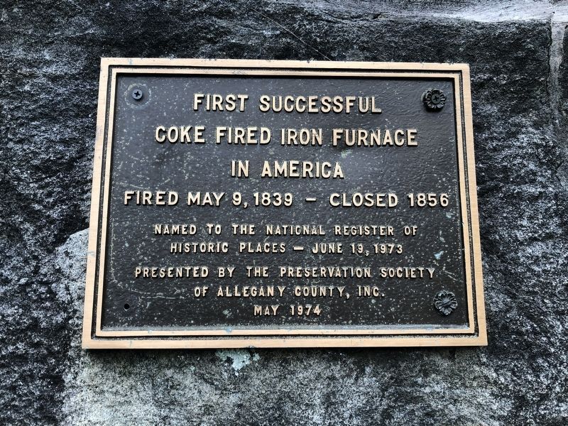 First Successful Coke Fired Iron Furnace in America Marker image. Click for full size.