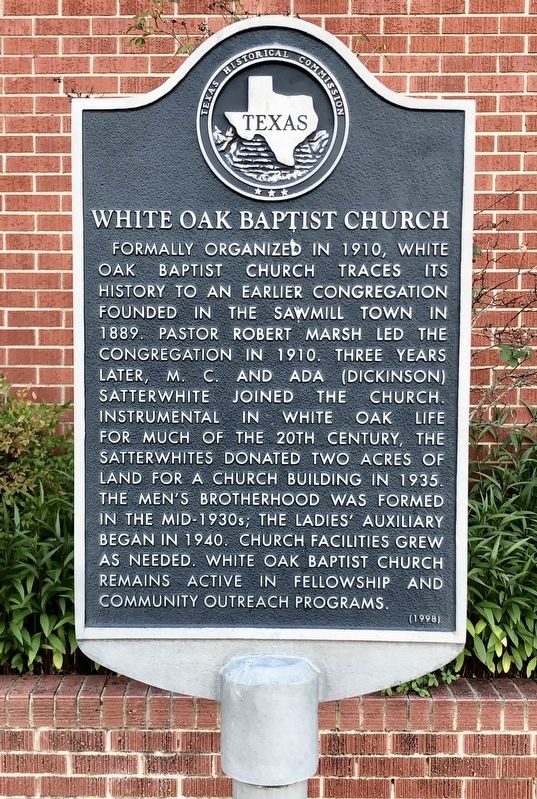 White Oak Baptist Church Marker image. Click for full size.