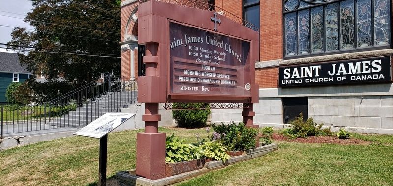 Saint James United Church Marker (<i>wide view</i>) image. Click for full size.