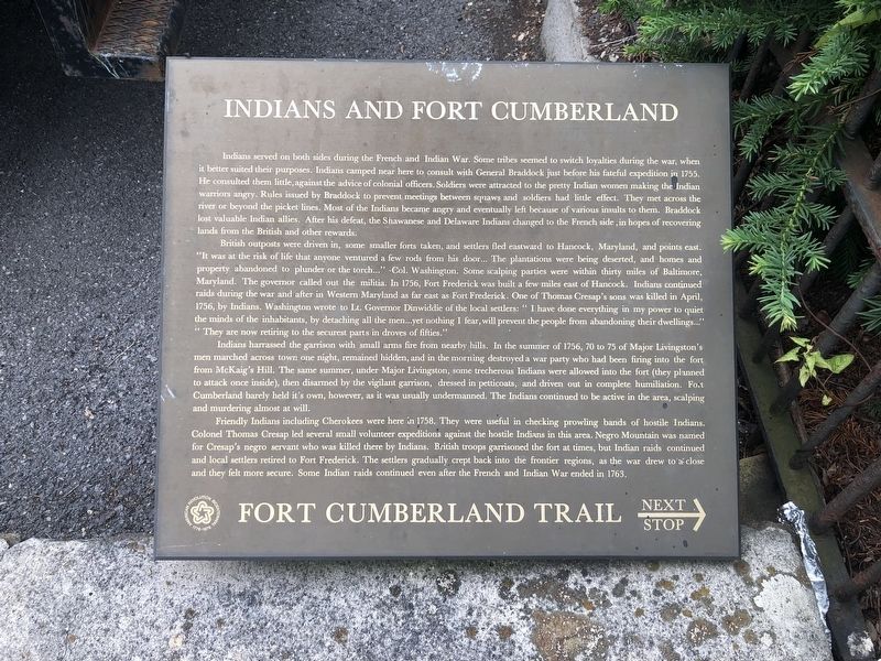 Indians and Fort Cumberland Marker image. Click for full size.