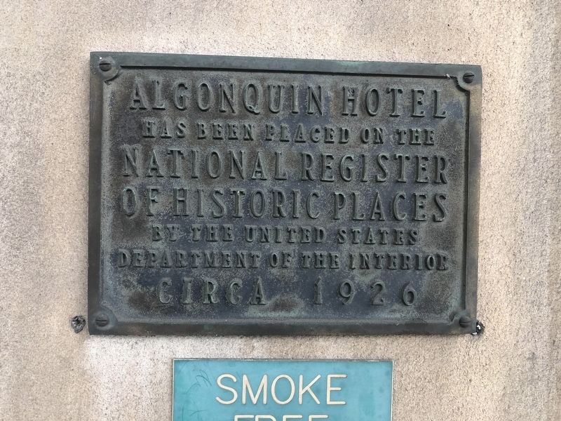 Algonquian Hotel Marker. Click for full size. Algonquian Hotel Marker image. Click for full size.