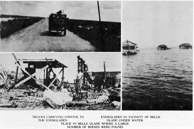 Aftermath of the 1928 Okeechobee Hurricane in Belle Glade and the Everglades in Florida image. Click for full size.