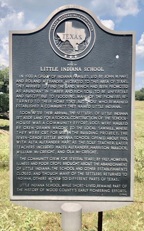 Site of Little Indiana School marker (with bullet holes). image. Click for full size.
