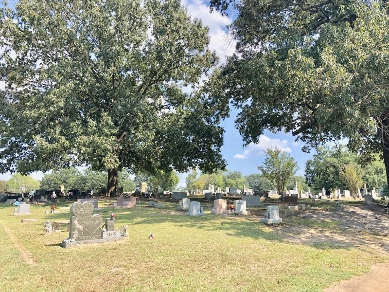 View of other graves in the cemetery looking easterly. image. Click for full size.