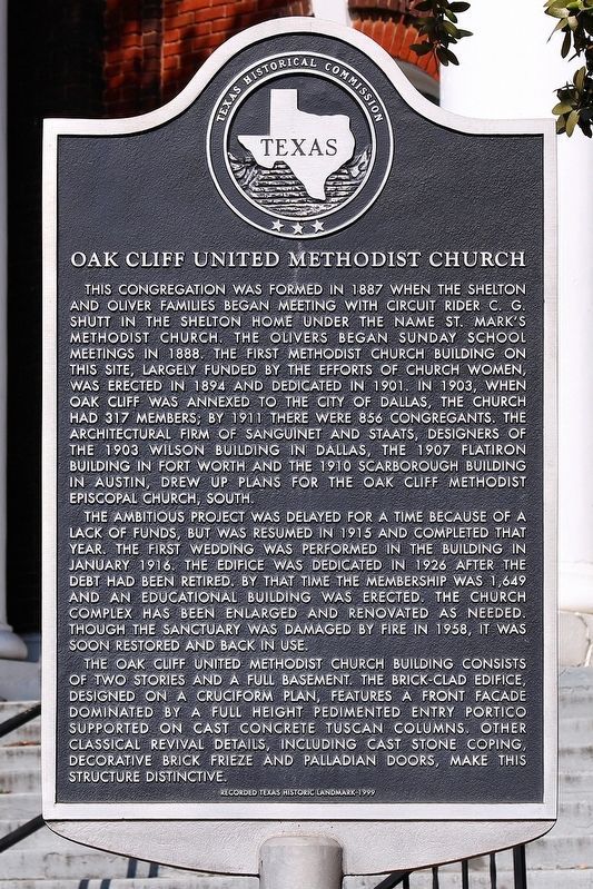 Oak Cliff United Methodist Church Marker image. Click for full size.