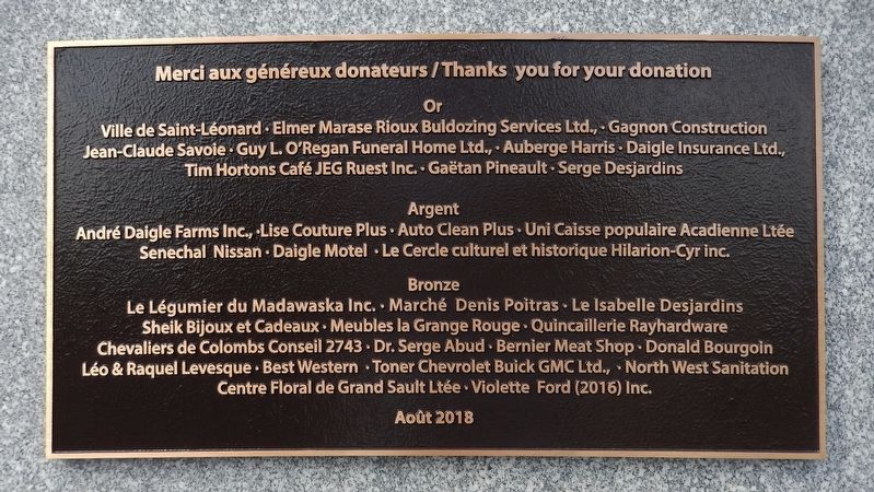 Clarence Bourgoin Monument Sponsor Plaque image. Click for full size.