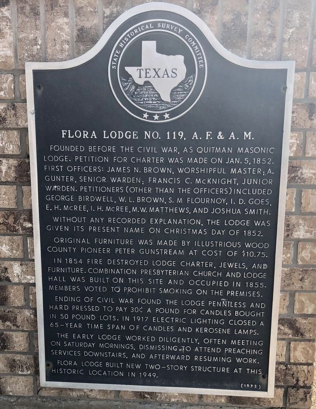 Flora Lodge No. 119, A.F. & A.M. Marker image. Click for full size.