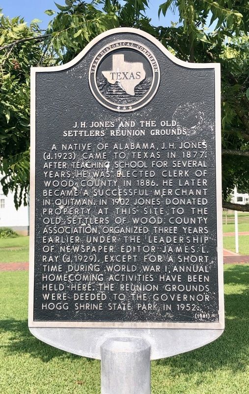 J. H. Jones and the Old Settlers Reunion Grounds Marker image. Click for full size.