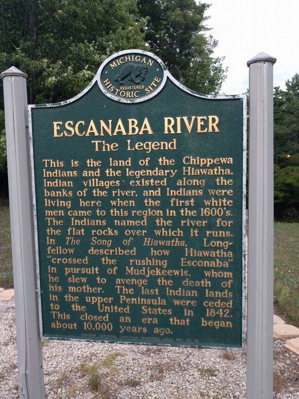 Escanaba River: The Legend Marker image. Click for full size.