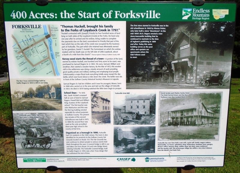 400 Acres: the Start of Forksville Marker image. Click for full size.