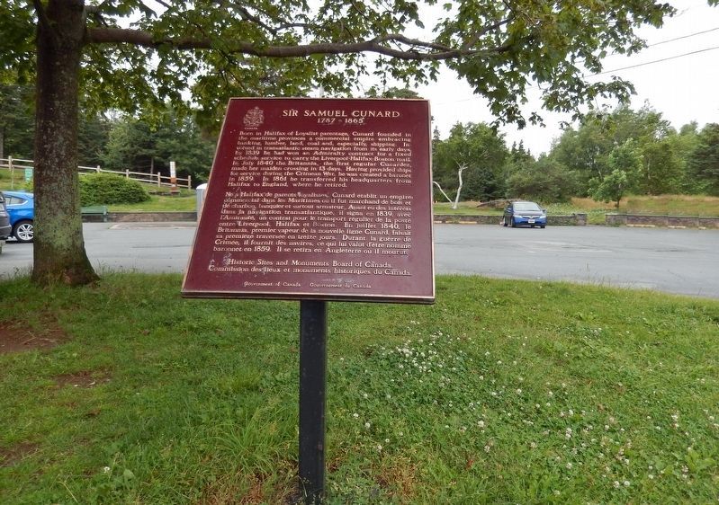 Sir Samuel Cunard Marker<br>(<i>wide view looking west Point Pleasant Park in background</i>). Click for full size. Sir Samuel Cunard Marker<br>(<i>wide view looking west Point Pleasant Park in background</i>) image. Click for full size.