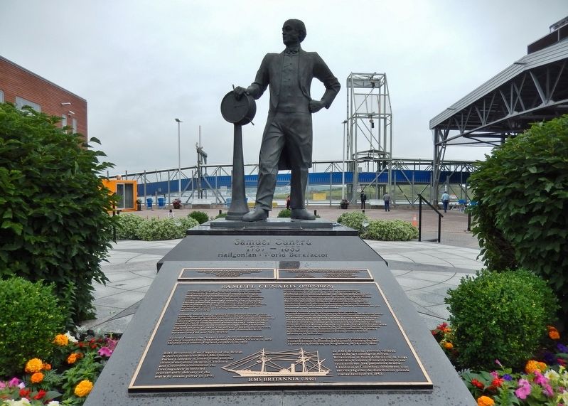 Samuel Cunard Marker (<i>wide view • statue behind marker</i>). Click for full size. Samuel Cunard Marker (<i>wide view • statue behind marker</i>) image. Click for full size.
