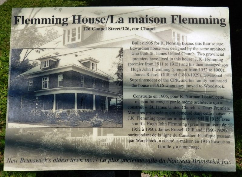 Flemming House / La Maison Flemming Marker image. Click for full size.