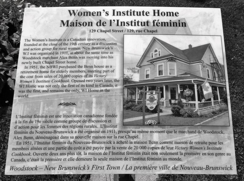 Women's Institute Home / Maison de l'Institut féminin Marker image. Click for full size.