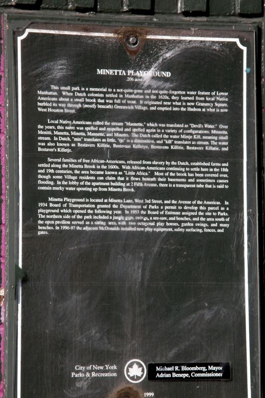 Minetta Playground Marker. Click for full size. Minetta Playground Marker image. Click for full size.