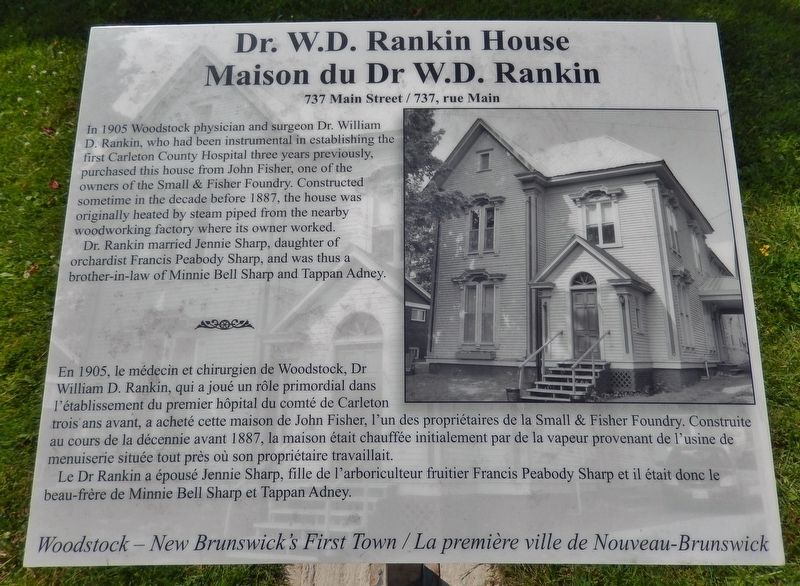 Dr. W.D. Rankin House / Maison du Dr. W.D. Rankin Marker image. Click for full size.