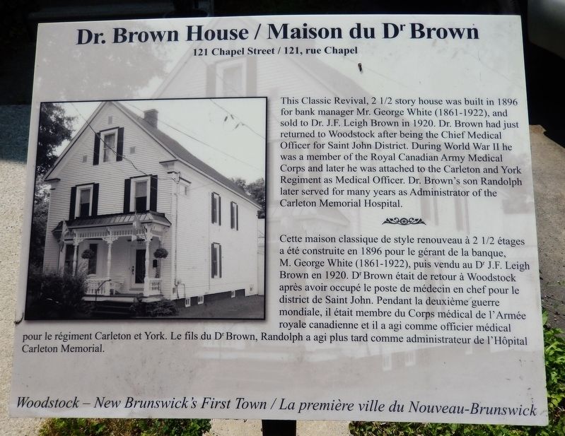 Dr. Brown House / Maison du Dr. Brown Marker. Click for full size. Dr. Brown House / Maison du Dr. Brown Marker image. Click for full size.
