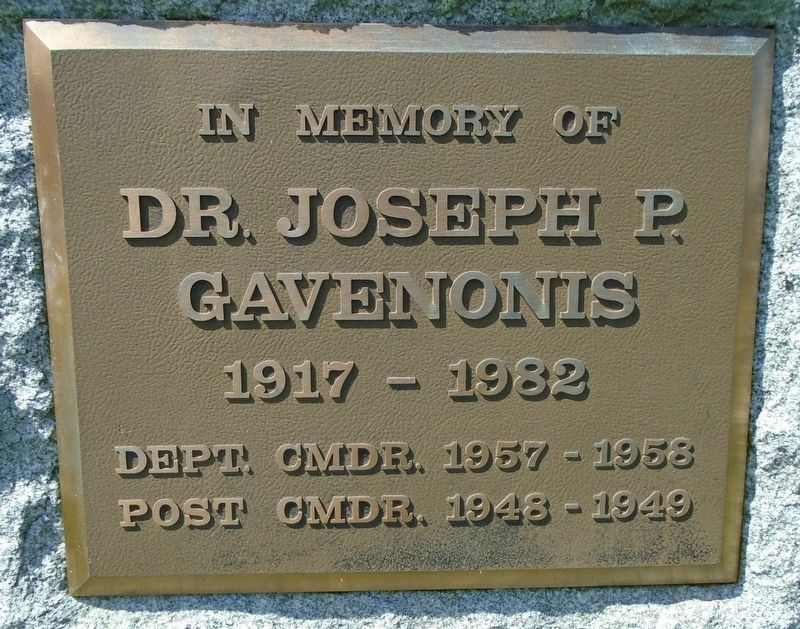 Dr. Joseph P. Gavenonis Marker Near Veterans Memorial image. Click for full size.