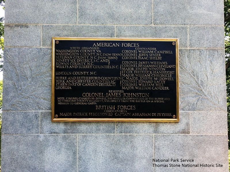 King's Mountain Monument (The American Forces Marker). Click for full size. King's Mountain Monument (The American Forces Marker) image. Click for full size.