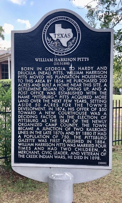 William Harrison Pitts Marker image. Click for full size.