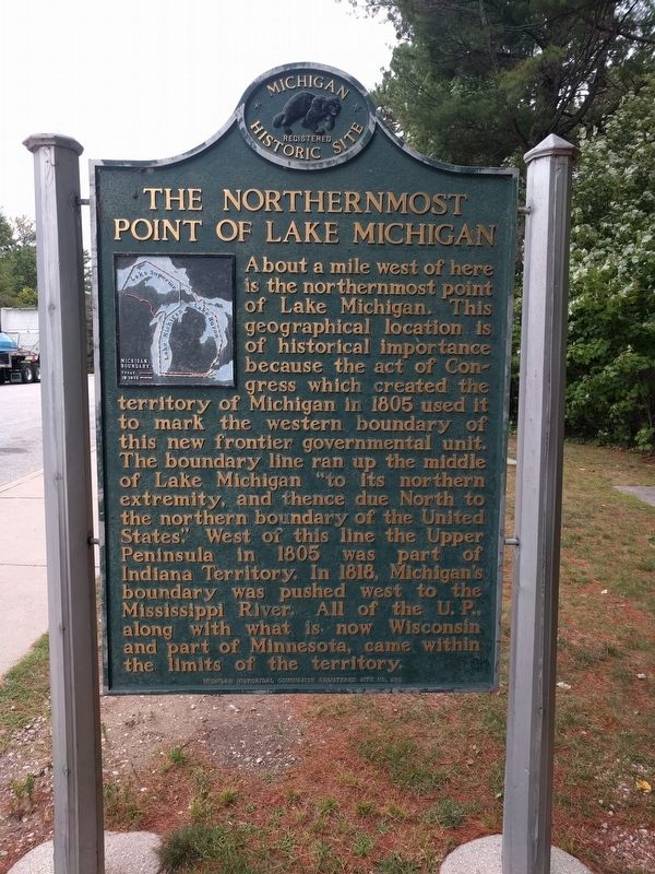 The Northernmost Point of Lake Michigan Marker image. Click for full size.