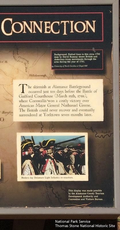 A Revolutionary War Connection Marker (Left side.) image. Click for full size.