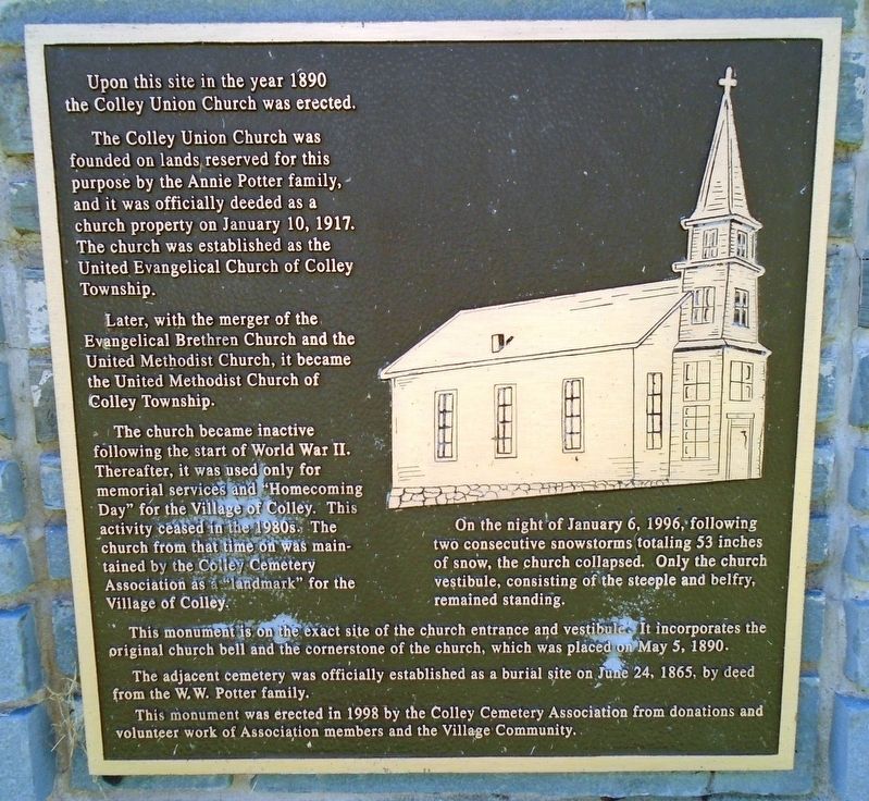 Colley Union Church Marker image. Click for full size.