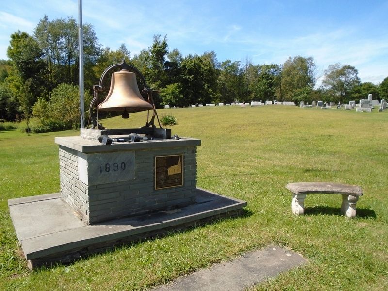 Colley Union Church Marker, Bell, and Cornerstone image. Click for full size.