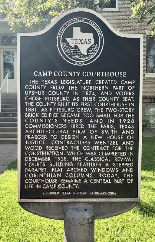 Camp County Courthouse Marker image. Click for full size.