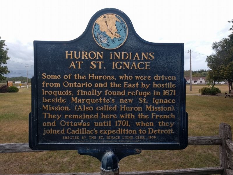Huron Indians at St. Ignace Marker image. Click for full size.