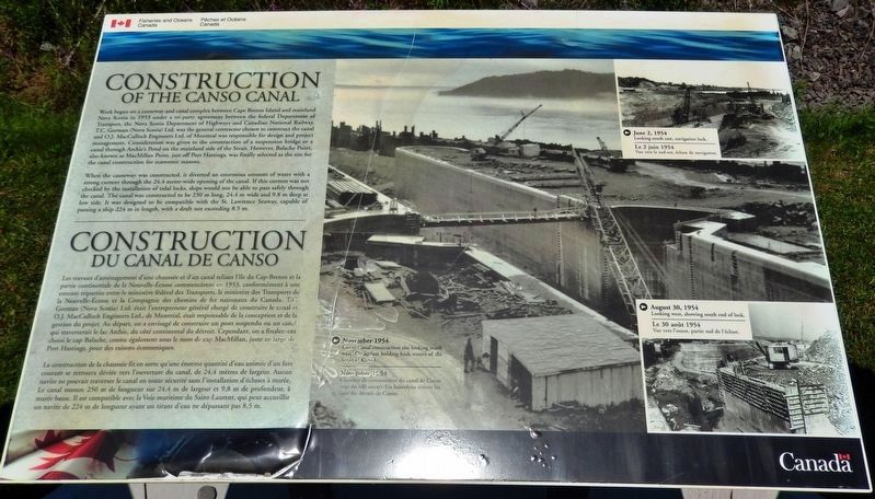 Construction of the Canso Canal /<br>Construction du Canal de Canso Marker. Click for full size. Construction of the Canso Canal /<br>Construction du Canal de Canso Marker image. Click for full size.