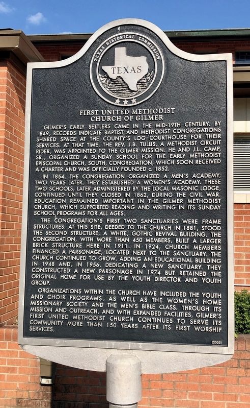 First United Methodist Church of Gilmer Marker image. Click for full size.