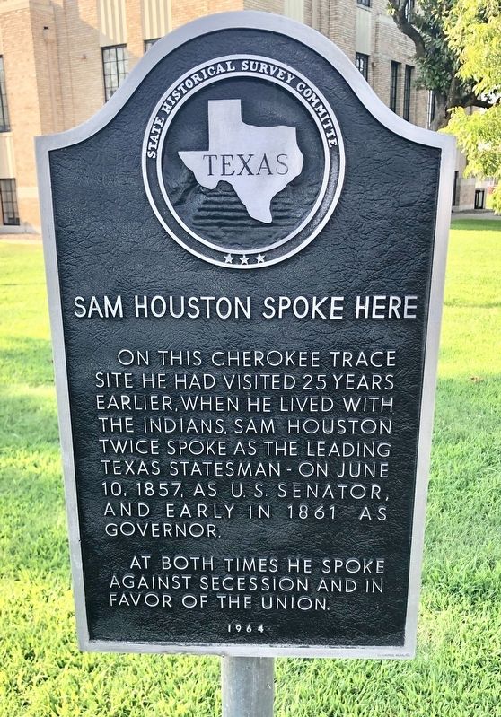 Sam Houston Spoke Here Marker image. Click for full size.