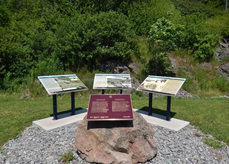 The Building of the Canso Causeway Marker<br>(<i>wide view showing nearby related markers</i>) image, Touch for more information