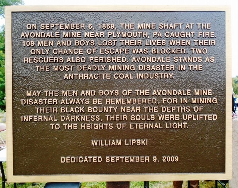 Avondale Mine Disaster Victims Marker. Click for full size. Avondale Mine Disaster Victims Marker image. Click for full size.